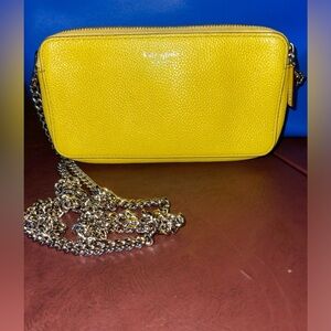 Kate Spade Taylor Double Zip Crossbody Handbag yellow EUC golden hour summer